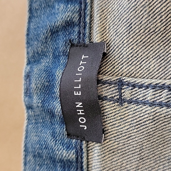 John Elliott Size 30 Distressed / Repaired / Splattered Denim Blue Jeans - Picture 10 of 13